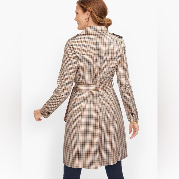 Talbots Polished Plaid Checkered Trench Coat in Petite L - Picture 5 of 16